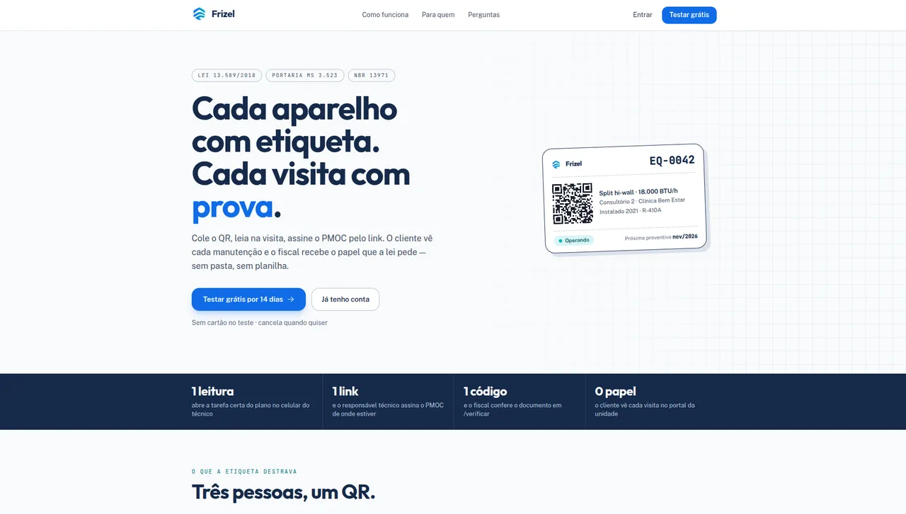 Página inicial do Frizel